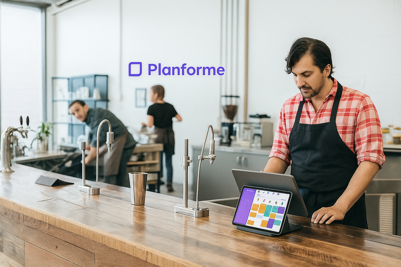 Eigenaar achter de kassa